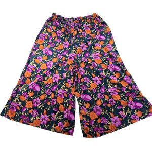 90s‎ Handmade Vintage Floral Culottes Women's M Velvet Boho 28" Waist 15" Inseam